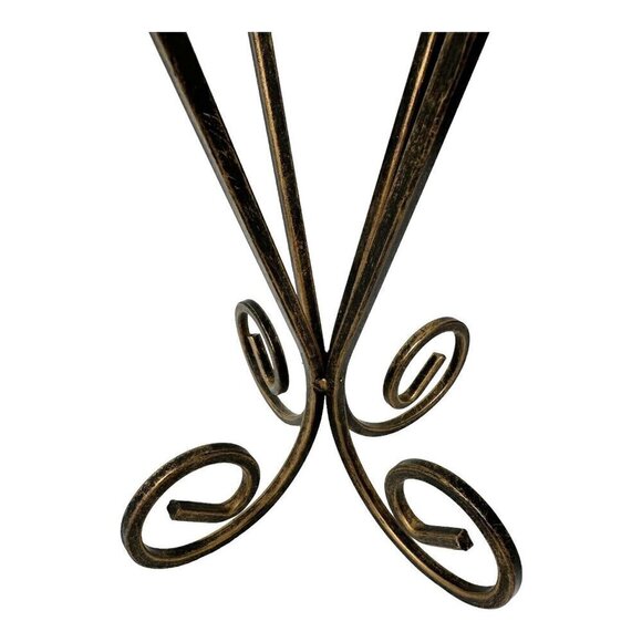 Distressed Black Gold Scroll Metal 11 inch Pillar Candle Holder A1 - Picture 5 of 8